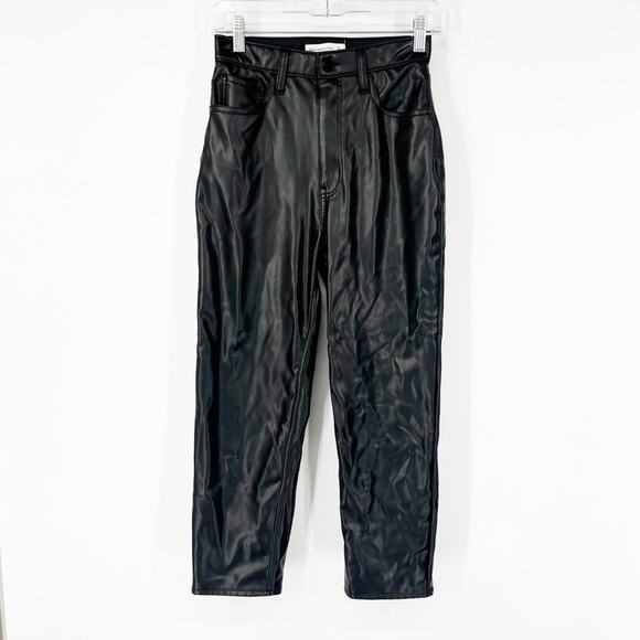 Abercrombie & Fitch The Ankle Straight Pants Ultra High Rise Faux Leather SHORT - Picture 1 of 8